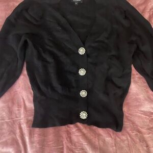 Express Black Cardigan with Crystal Buttons